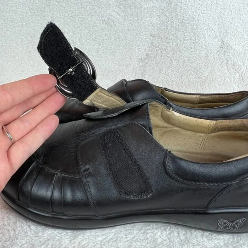 Alegria Leather Shoes‎ 9/9.5 Womens 39 EU Khloe Black Nappa Buckle Wedge